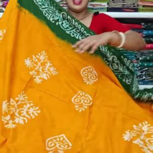 Festive Mustard Yellow & Emerald Green Pure Cotton Saree